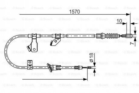 Трос ручника (задній) (R) Mitsubishi Colt/Smart Forfour 04-12 (1570/1420mm) BOSCH 1 987 482 272 (фото 1)