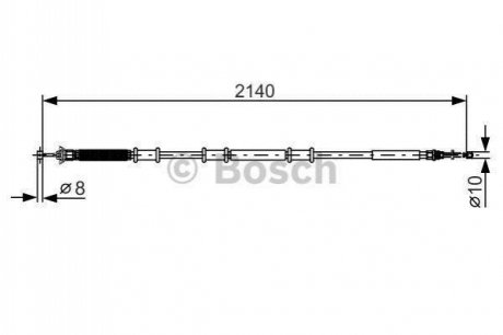 Трос ручника (задній) (L) Fiat Doblo 05- (2140/1844mm) BOSCH 1 987 482 288 (фото 1)
