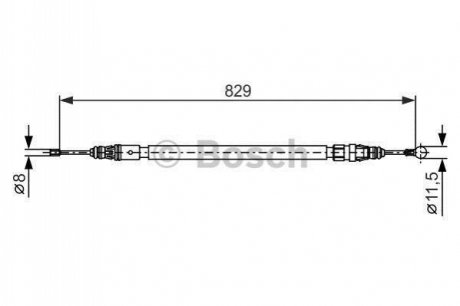 Трос ручника (задний) Citroen C4 10- (829/666mm) BOSCH 1 987 482 372