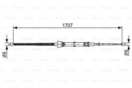 Трос ручника (задній) Skoda Rapid/Seat Toledo 12- (1707mm) BOSCH 1 987 482 457