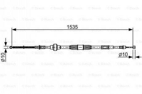 Трос ручника (задний) (L) Mitsubishi Lancer 1.3-2.0i 95- (1535mm) BOSCH 1 987 482 533 (фото 1)