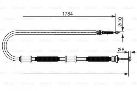 Трос ручника (задній) (R) Fiat Doblo 05- (1784) BOSCH 1987482587