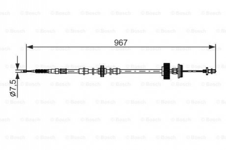Трос ручника (L) BMW X5 (E70/F15/F85)/X6 (E71/E72/F16/F86) 2.0D-4.8 06- M57/N52/N57/N63 (967mm) BOSCH 1 987 482 794 (фото 1)