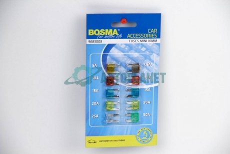 Запобіжник MINI 10 MM BLISTER К-т (Блистер 10 шт) BOSMA 2614 (фото 1)
