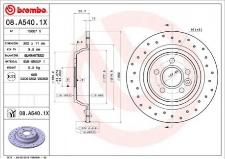 Тормозные диски BREMBO 08.A540.1X