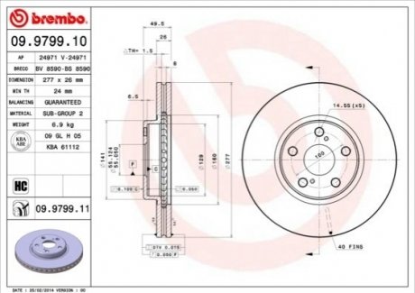 Тормозной диск BREMBO 09.9799.10