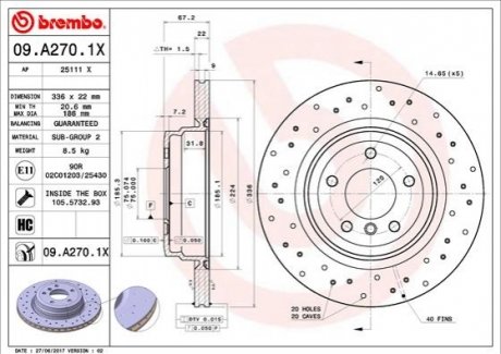 Тормозные диски BREMBO 09.A270.1X (фото 1)