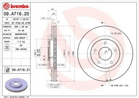 Тормозной диск BREMBO 09A71620