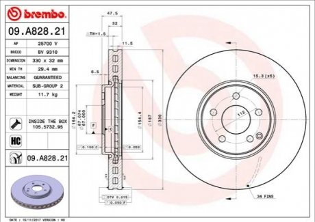 Гальмівний диск BREMBO 09.A828.21