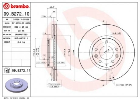 Тормозной диск BREMBO 09.B272.10 (фото 1)