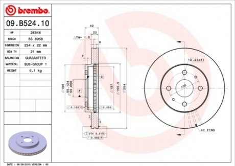 Гальмівний диск BREMBO 09.B524.10