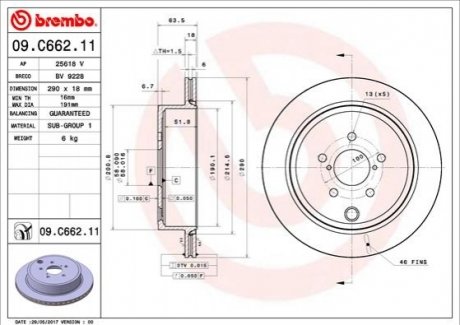 Тормозной диск BREMBO 09.C662.11