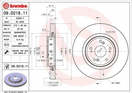 Тормозной диск BREMBO 09.D218.11
