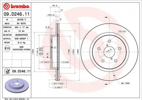 Тормозной диск BREMBO 09.D246.11