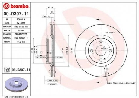 Гальмівний диск BREMBO 09.D307.11