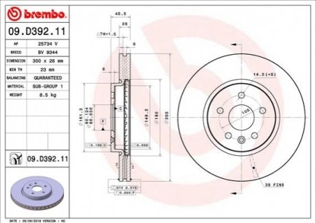 Гальмівний диск BREMBO 09.D392.11