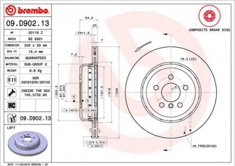 Тормозной диск двухсекционный BREMBO 09.D902.13 (фото 1)