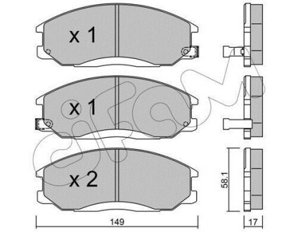 HYUNDAI Гальмівні колодки передні H-1, Santa Fe 01-, SsangYong Actyon, Kyron, Rexton 02- CIFAM 822-364-0