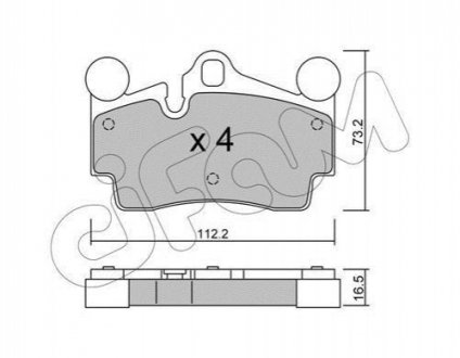 Тормозные колодки зад. Audi Q7/Touareg/Cayenne (Brembo) (112,2x73,2x16,2) CIFAM 822-655-0 (фото 1)