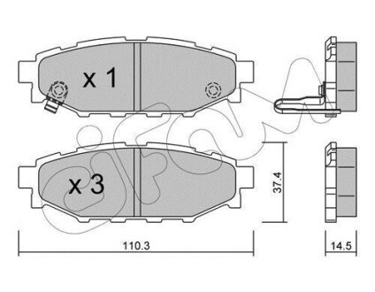 SUBARU гальмівні колодки задн. Forester,Impreza,Legacy,Outback CIFAM 822-764-0