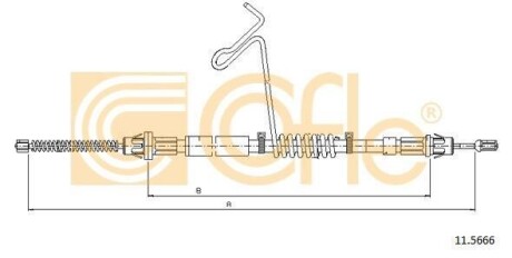 Трос ручнiка правий Ford Tansit Connect 04/00- 1310/1018mm COFLE 11.5666