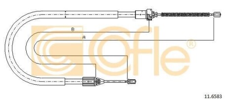 Трос ручного гальма правий Renault Clio 1.2-1.4 98- COFLE 11.6583