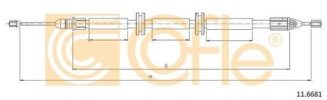 Трос ручного гальма Renault Kangoo 1.9 DCI 4x4 01- COFLE 11.6681