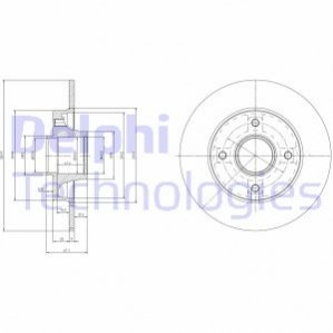 Диск гальмівний (задній) Citroen C4/Peugeot 307 05- (249x9) (+ABS) (з підшипником) Delphi BG9021RS