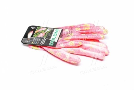Перчатки трикотаж розовые, полиэстер, манжет вязаный, полиуретан, гладкий размер 8 DOLONI 4548