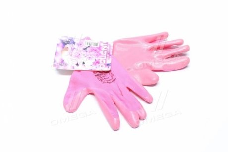 Перчатки трикотаж розовые, полиэстер, манжет вязаный, гладкий, розовый размер 7 DOLONI 4591