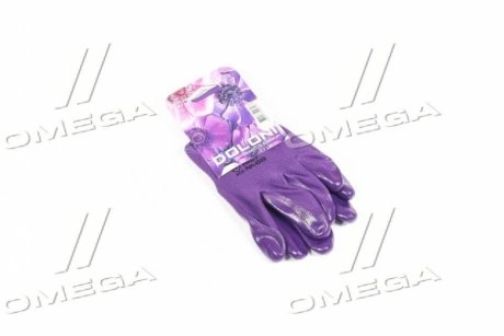 Перчатки трикотаж фиолетовые, полиэстер, манжет вязаный, нитрил, размер 7 DOLONI 4593