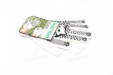 Перчатки КотоФан с ПВХ рисунком белый/черный 30/70 10 класс размер 8 DOLONI 4895 (фото 1)