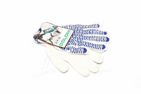 Перчатки "Волна" с ПВХ-рис. натуральный белый / синий70 / 30 10 класс размер 10 DOLONI 621