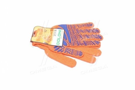 Перчатки "Ладонь" с ПВХ рисунком оранжевый / синий40 / 60 7 класс размер 10 DOLONI 794
