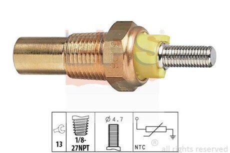 FORD датчик температури води жовтий Escort III,IV,Fiesta,Orion EPS 1.830.028