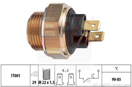 Датчик включення вентилятора Daewoo Lanos/Nexia 1.5 90°C-85°C EPS 1.850.134