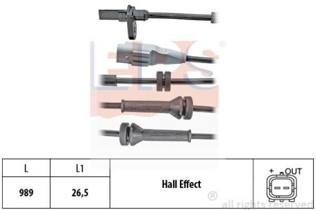 Датчик ABS зад. L/P Citroen C4/Peugeot Partner 1.6-2.0 HDI 10.06- EPS 1.960.096