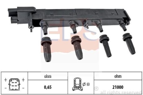 CITROEN котушка запалювання C4,5,Jumpy,Peugeot 206,307,406,407 EPS 1.970.408