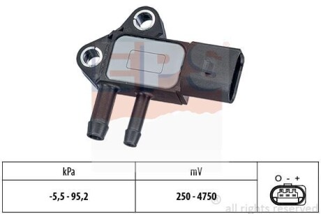 Датчик тиску каталізатора (сажевого фільтра) Audi A4 (B7), A6 (C6), A8, Q7 TDI 03- VW Caddy, Crafter, T5, Passat (B6) 2.0TDI 03-05, Touareg 5.0TDI 02-10 EPS 1.993.297