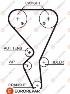 Ремінь зубчастий приводу ГРМ Z=134/25.4 CITROEN 1,6i: Berlingo, Xsara, C2/3/4 Eurorepar 1633126380