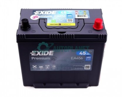 Акумуляторна батарея 45Ah/390A (235x127x226/+R/B01) Premium Азія EXIDE EA456