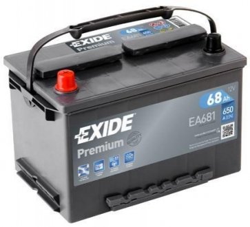 Акумуляторна батарея 68Ah/650A (277x175x190/+L/B1+B12) Premium EXIDE EA681 (фото 1)