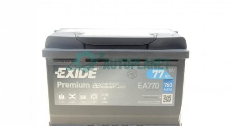 Акумуляторна батарея 77Ah/760A (278x175x190/+R/B13) Premium EXIDE EA770 (фото 1)