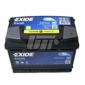 Акумуляторна батарея 74Ah/680A (278x175x190/+R/B13) Excell EXIDE EB740