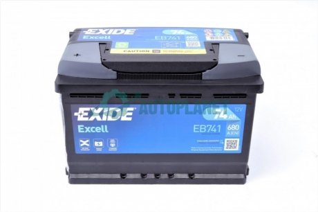 Акумуляторна батарея 74Ah/680A (278x175x190/+L/B13) Excell EXIDE EB741 (фото 1)