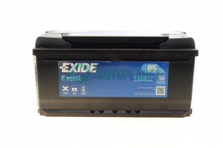 Акумуляторная батарея 85Ah/760A (353x175x175/+R/B13) Excell EXIDE EB852 (фото 1)