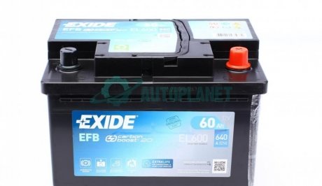 Акумуляторна батарея 60Ah/640A (242x175x190/+R/B13) (Start-Stop EFB) EXIDE EL600