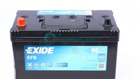 Акумуляторна батарея 95Ah/800A (306x173x222/+L/B01) (Start-Stop EFB) Азія EXIDE EL955
