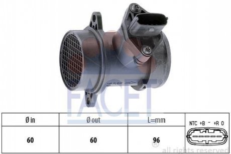 Расходомер воздуха (5 конт.) FIAT DOBLO/PUNTO 1.3D/1.4 03- FACET 10.1158