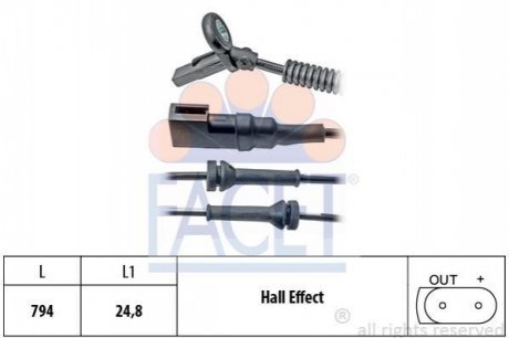 Датчик ABS передний Ford Fusion 02-13 (790 мм) FACET 21.0151